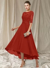 Manon Vestido de Noche para Mujer – Vestido Largo de Encaje Elegante con Caída Fluida para Ceremonias