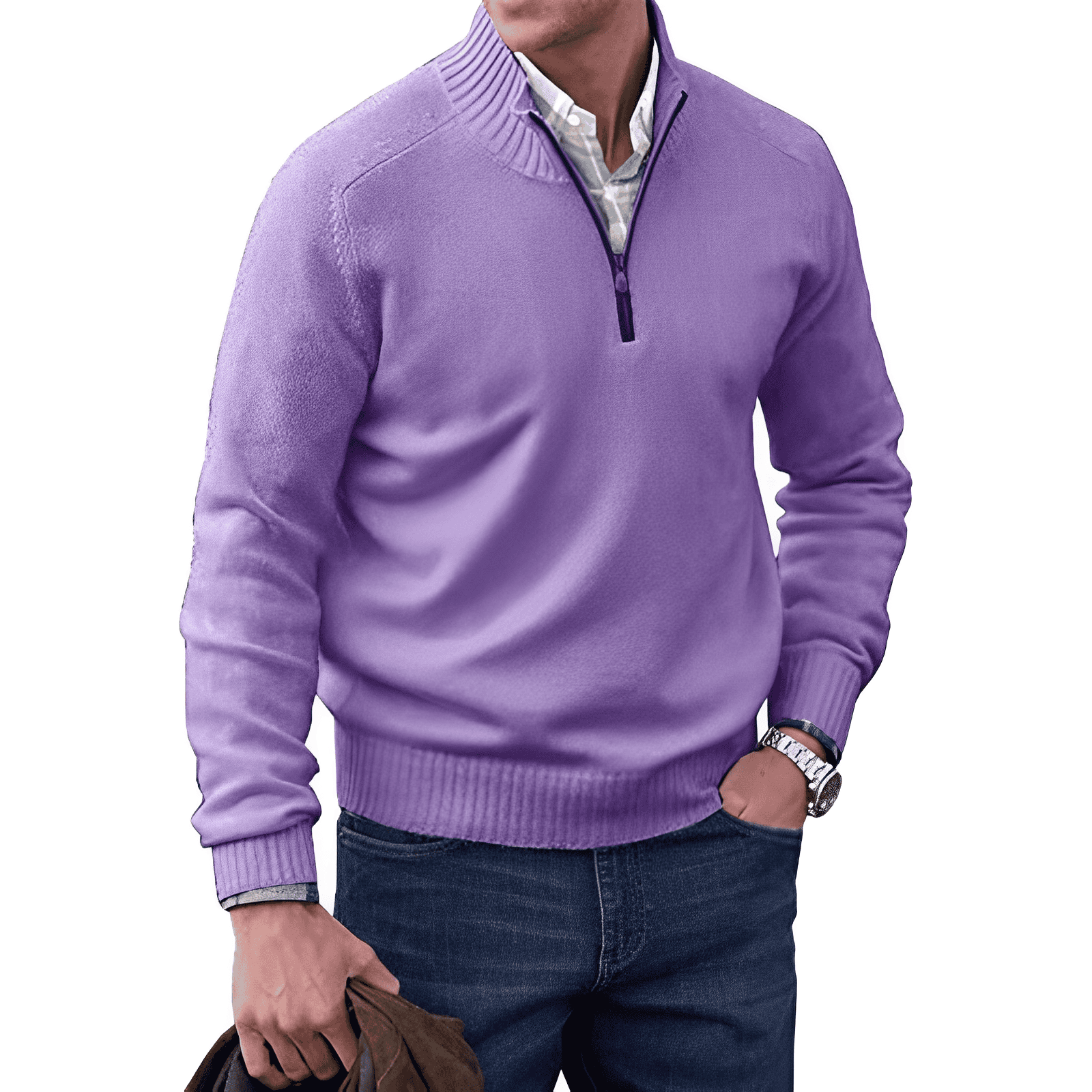 Jack Pull Homme – Pull Demi-Zip en Maille Douce avec Col Montant et Coupe Moderne