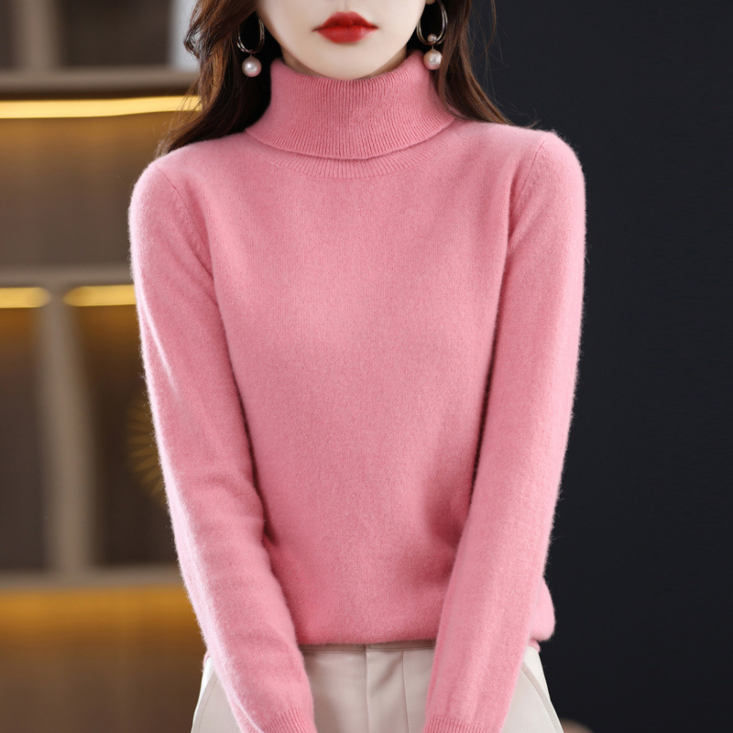 Olivia Pull Col Roulé Femme en Cachemire – Pull 100 % Cachemire Premium Doux et Élégant