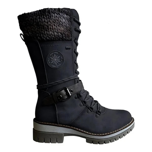 Emma Bottes Hautes Femme – Bottes d'Hiver à Lacets avec Doublure Chaude et Fermeture Zippée