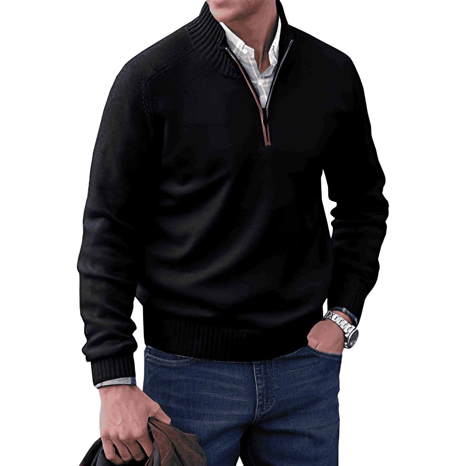 Jack Pull Homme – Pull Demi-Zip en Maille Douce avec Col Montant et Coupe Moderne