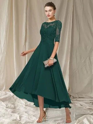 Manon Vestido de Noche para Mujer – Vestido Largo de Encaje Elegante con Caída Fluida para Ceremonias