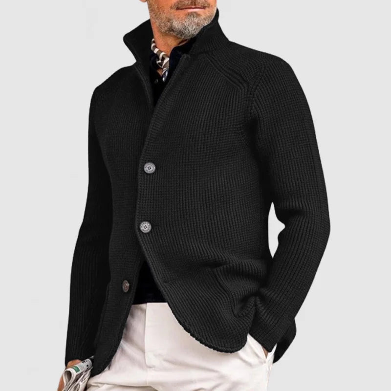Jacob Veste Homme Élégante – Maille Texturée avec Col Montant & Coupe Moderne