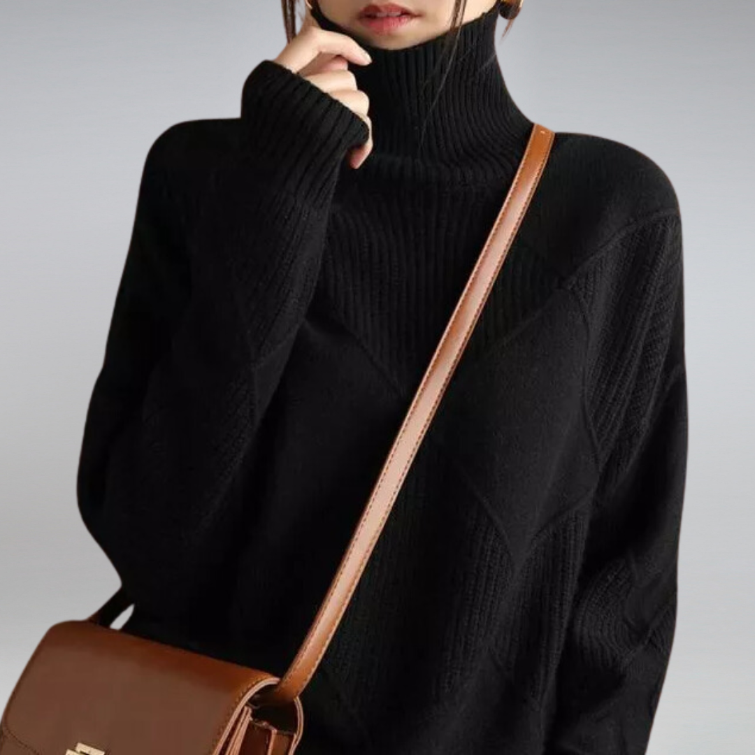 Laura Pullover Cashmere Woman – Elegant Turtleneck, Soft Knit & Timeless Style