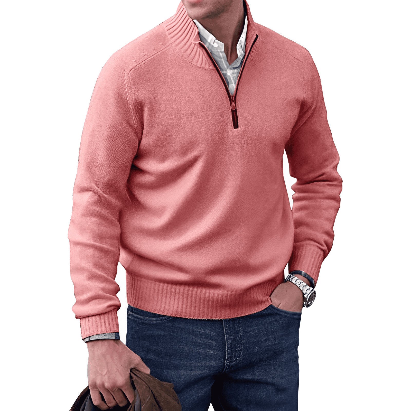 Jack Pull Homme – Pull Demi-Zip en Maille Douce avec Col Montant et Coupe Moderne