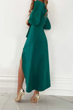Juliette Robe Longue Femme – Robe Élégante à Col V, Manches Longues & Coupe Féminine Chic
