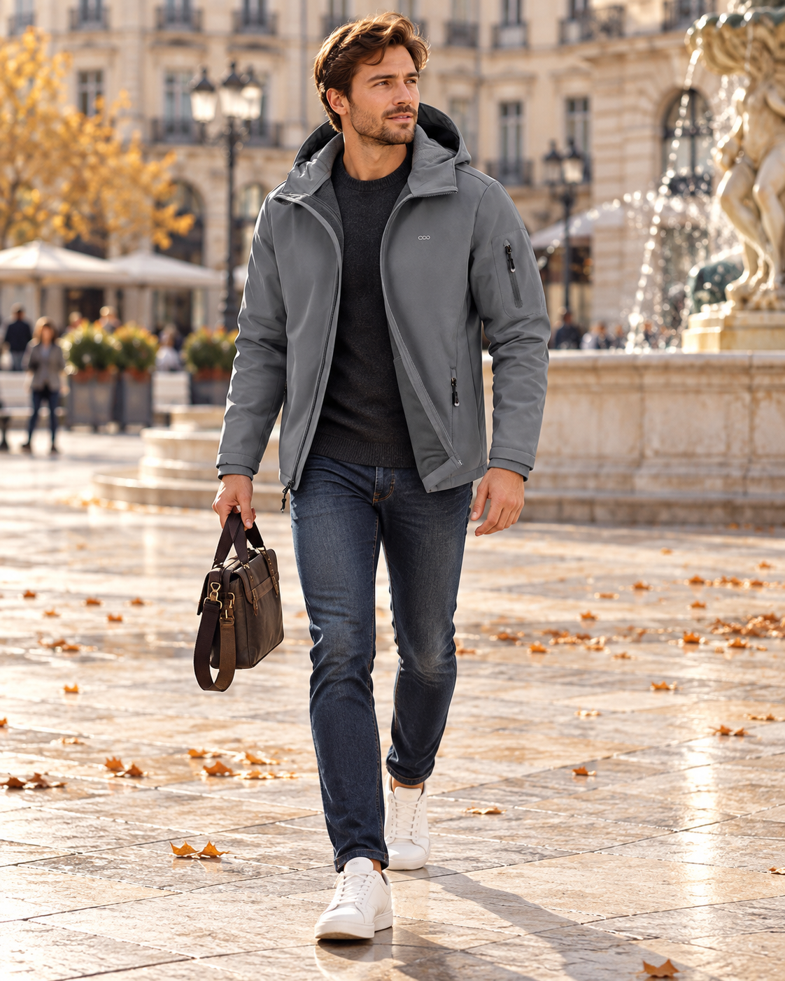 Daniel Manteau Softshell Imperméable avec Capuche – Veste Outdoor Légère à Doublure Polaire
