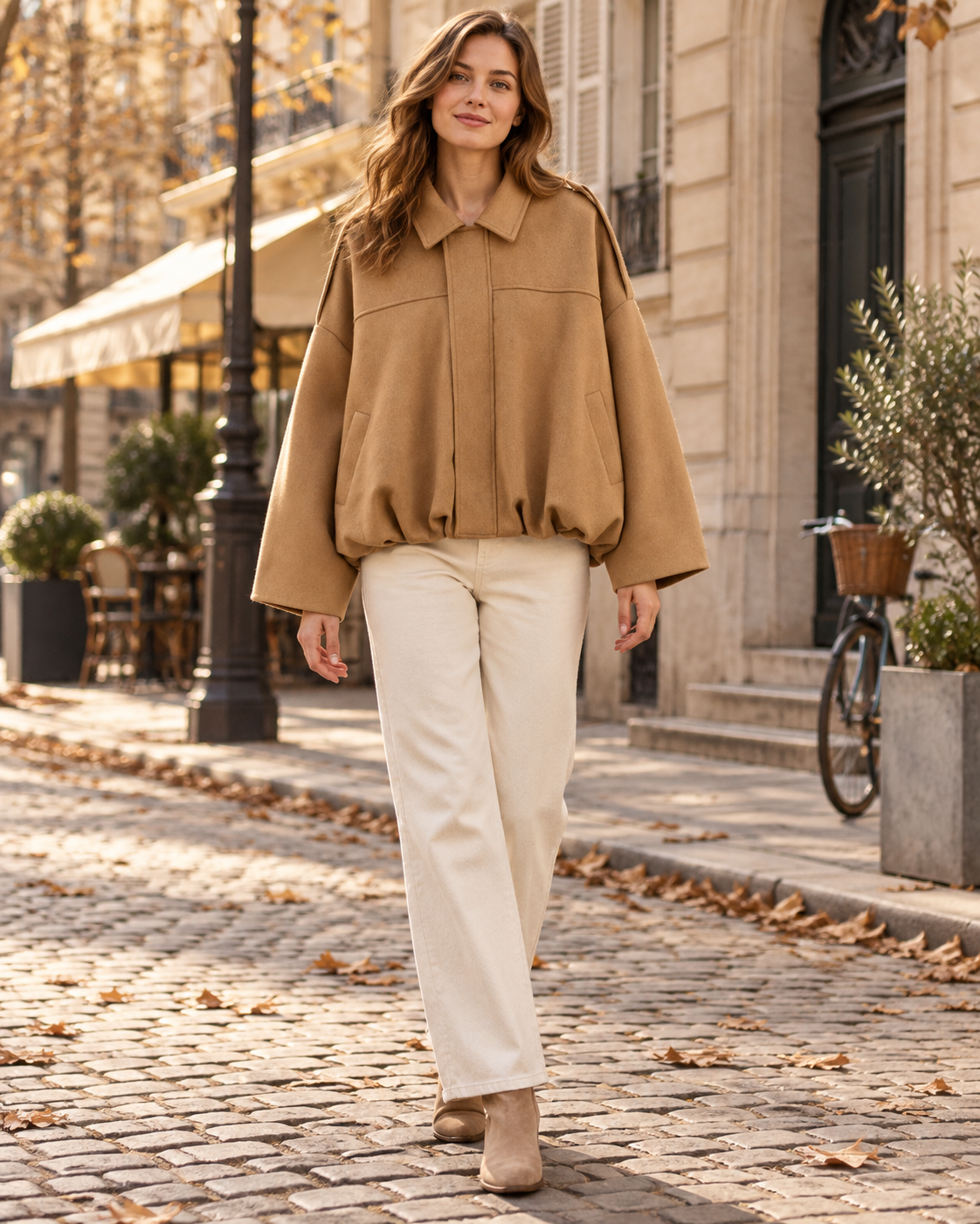 Wynona Bomber Court Femme à Coupe Ample en Suédine et Manches Chauve-Souris