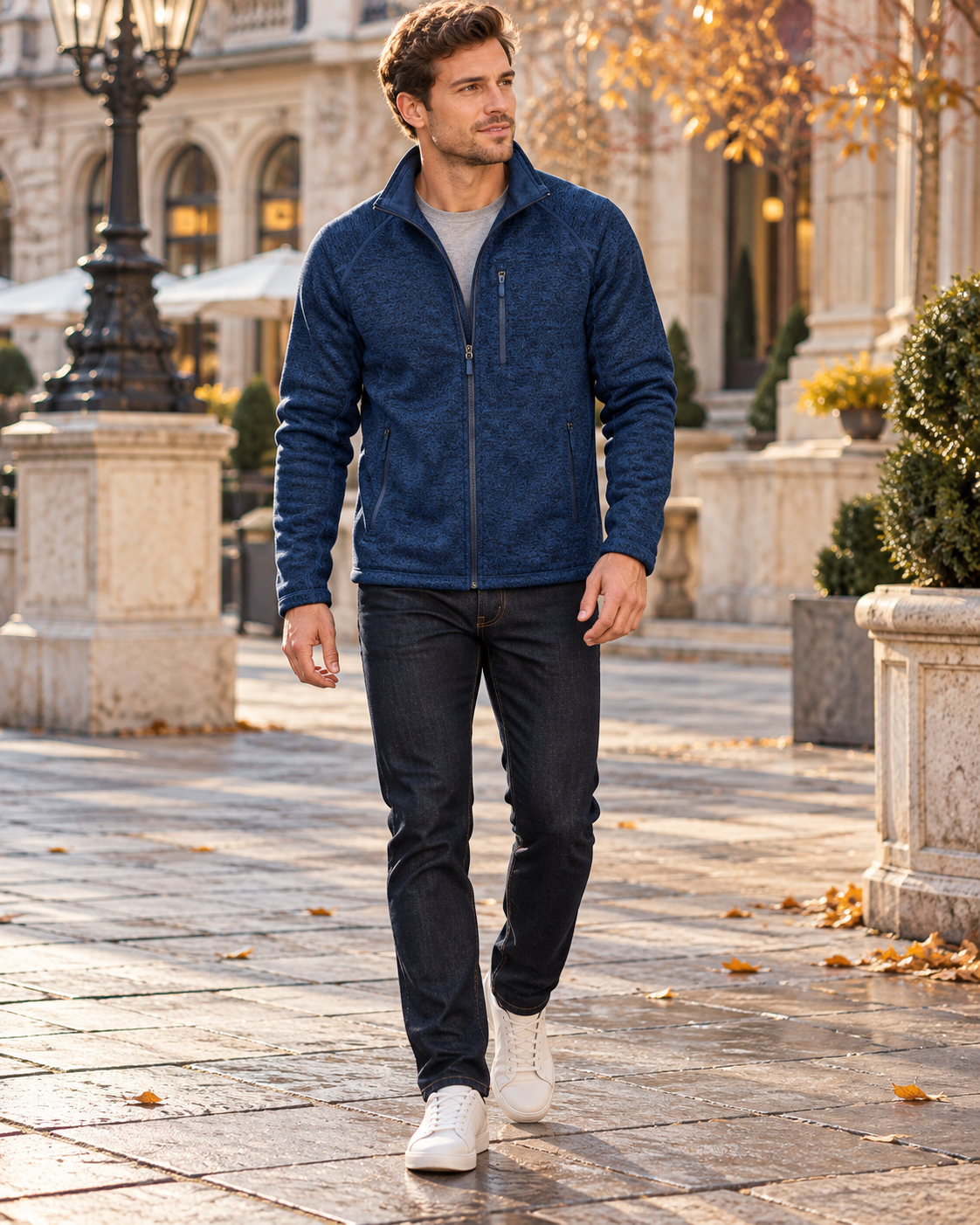 Crisanto Manteau Polaire Homme – Veste Légère Casual à Zip Intégral et Col Montant