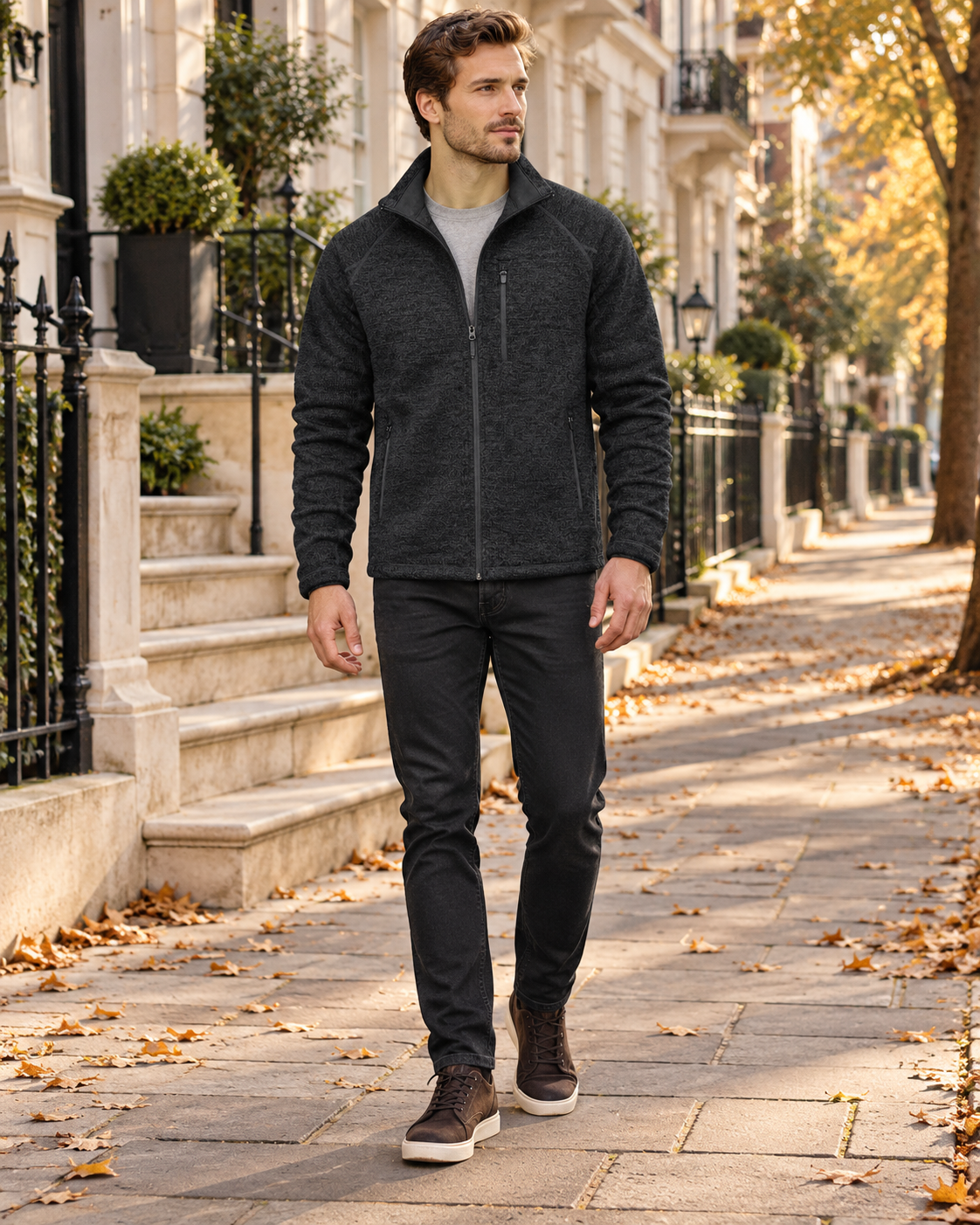 Crisanto Manteau Polaire Homme – Veste Légère Casual à Zip Intégral et Col Montant
