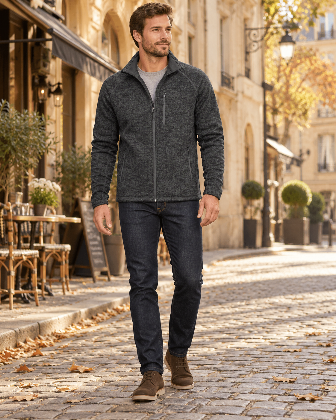 Crisanto Manteau Polaire Homme – Veste Légère Casual à Zip Intégral et Col Montant