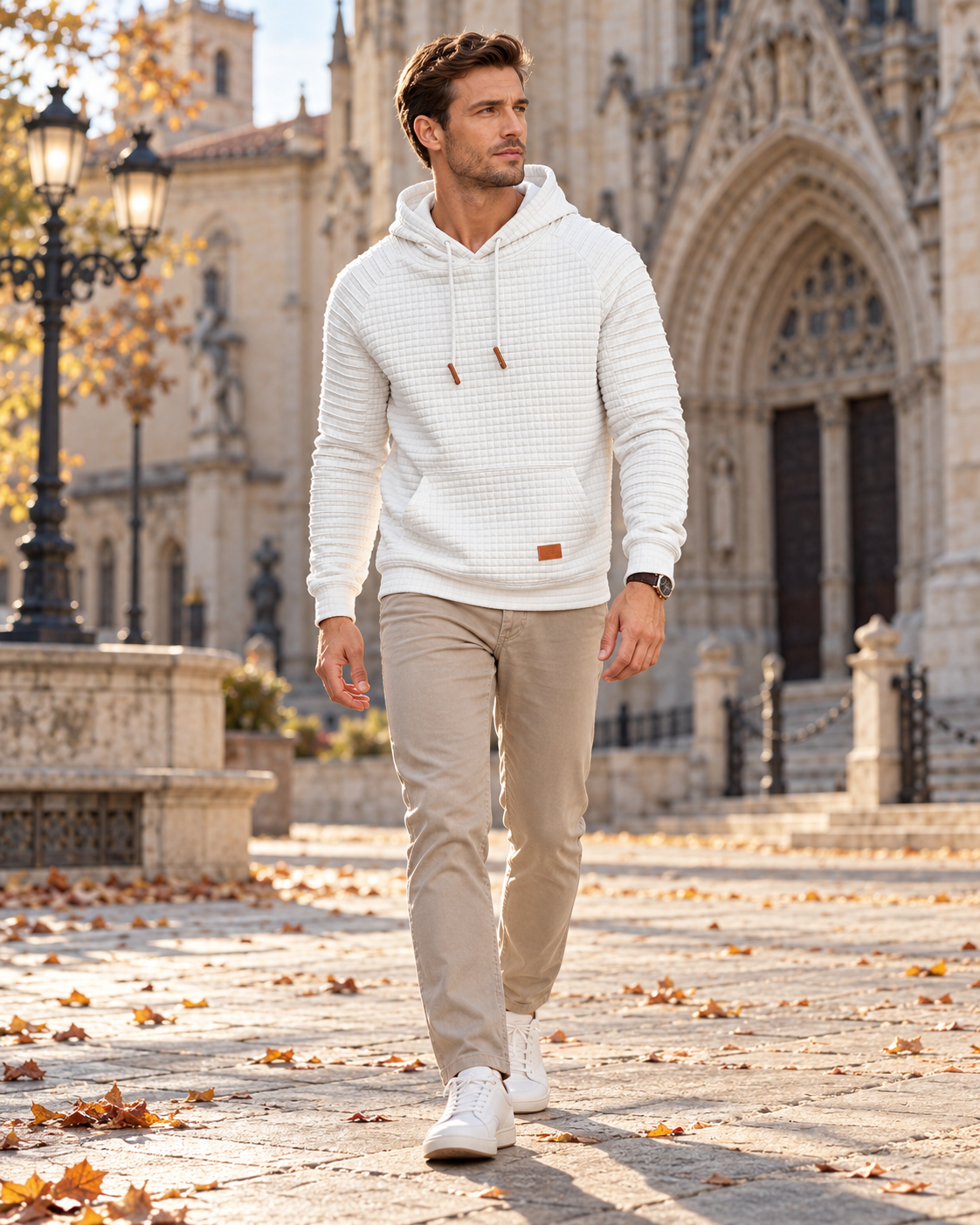 Harvey Sweat Homme à Capuche Texturé - Cordon de Serrage et Grande Poche Kangourou