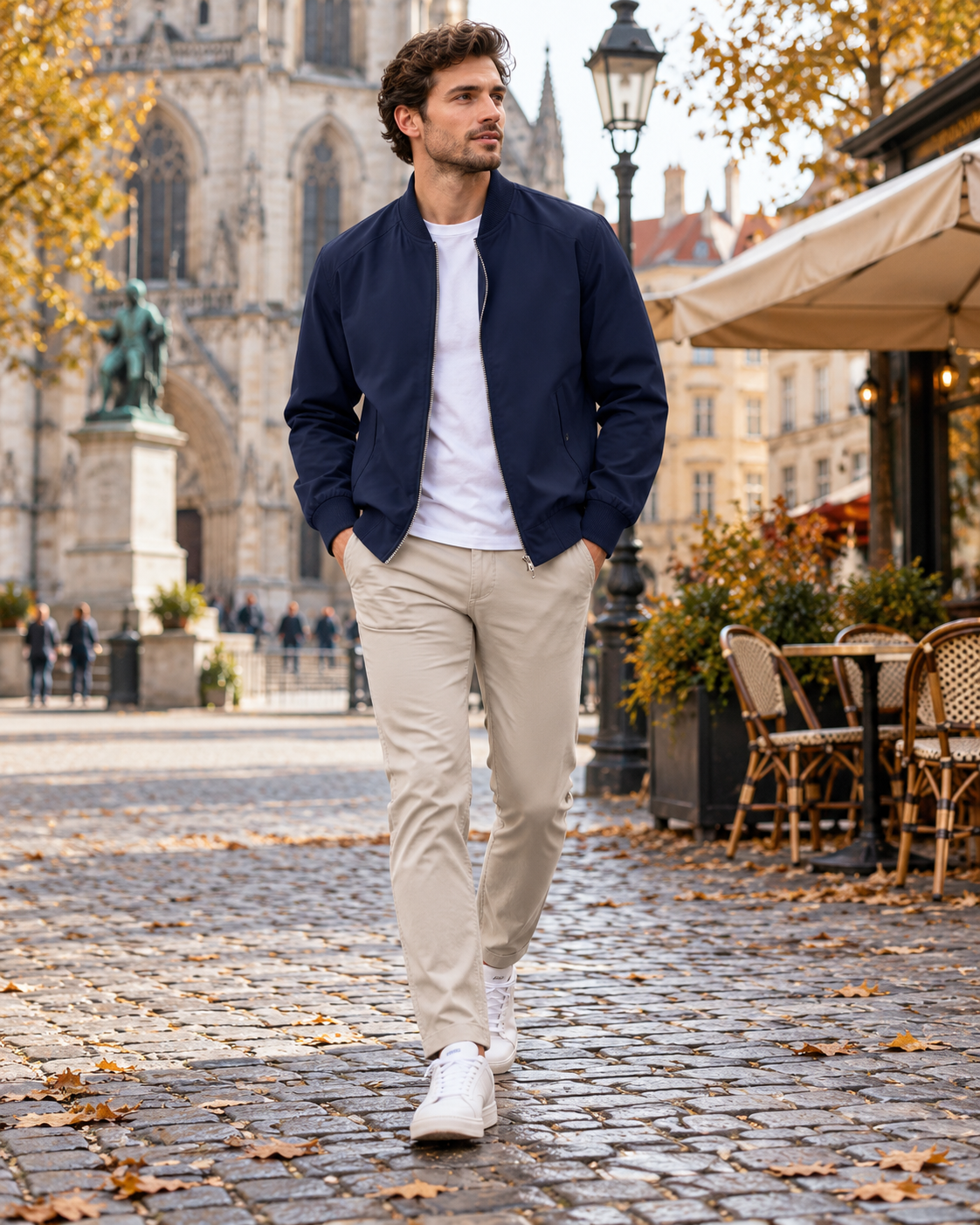 Cassian Blouson Bomber Léger Homme – Finitions Côtelées Classiques avec Poches, Coupe-Vent Zippé sur Toute la Longueur