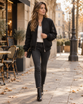 Andrea Manteau Bomber Léger Zippé avec Poches – Veste Casual Printemps-Automne