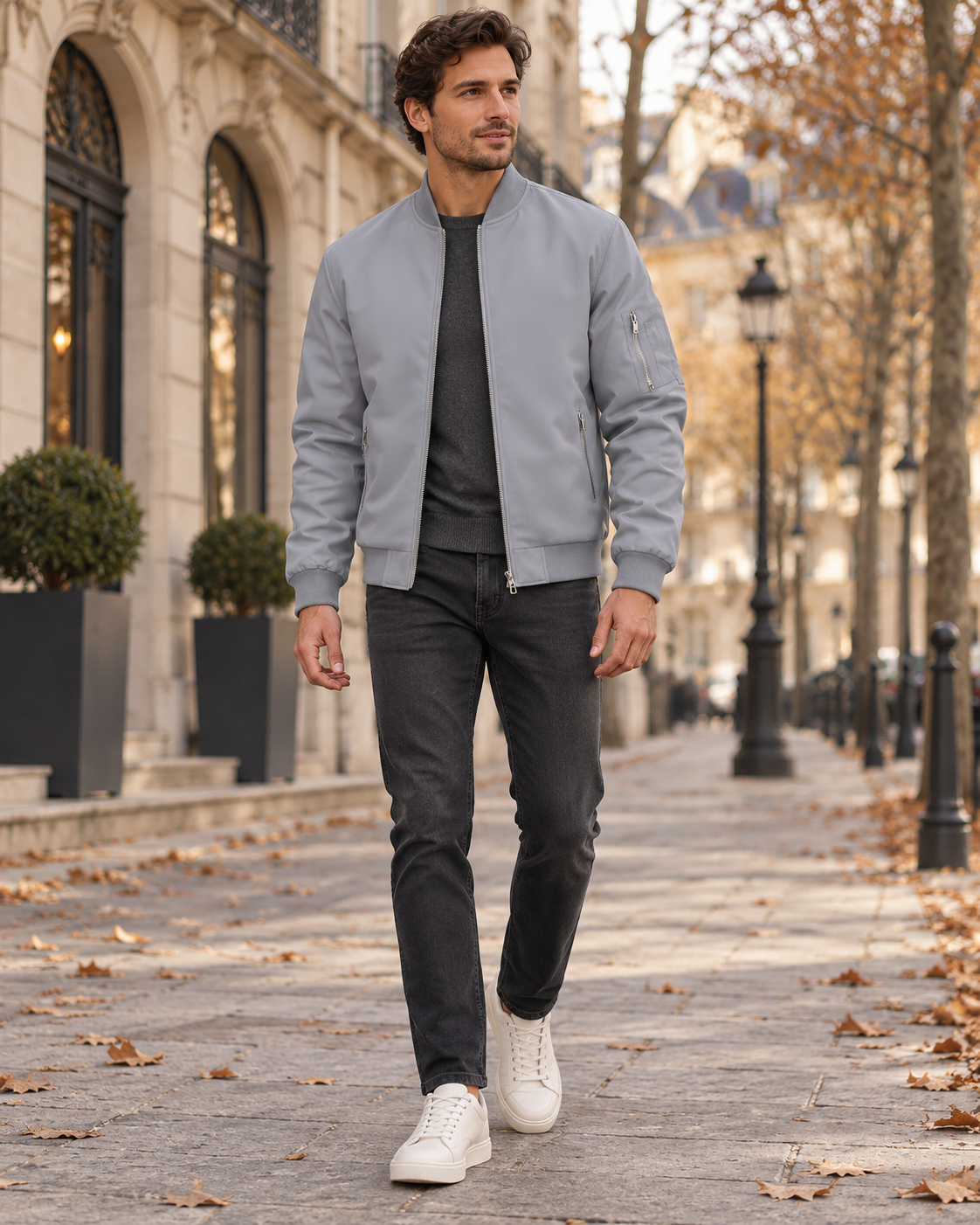 Darius Blouson bomber pour homme à col côtelé, fermeture zippée et poches utiles