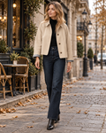 Arielle Trench court pour femme à doublure à carreaux, col pointu et fermeture boutonnée