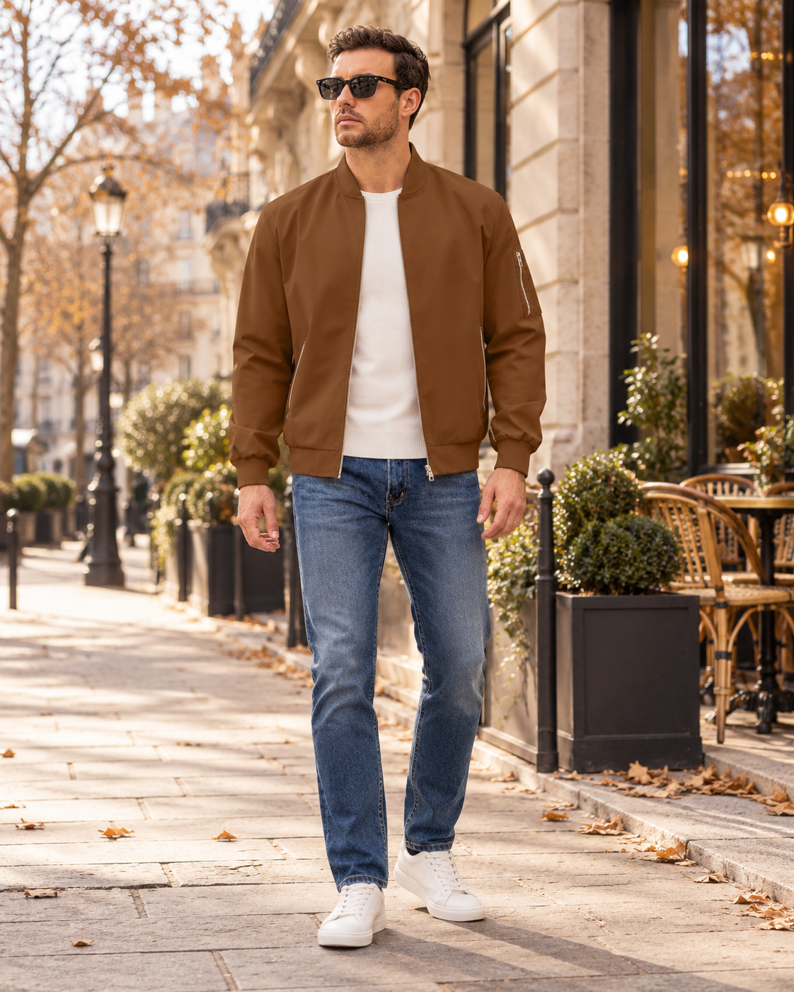 Enzo - Veste bomber pour homme, tissu respirant coupe-vent et six poches pratiques