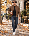 Felix Blouson Bomber Homme Chaud – Intérieur Matelassé, Zip Bronze et Nombreuses Poches