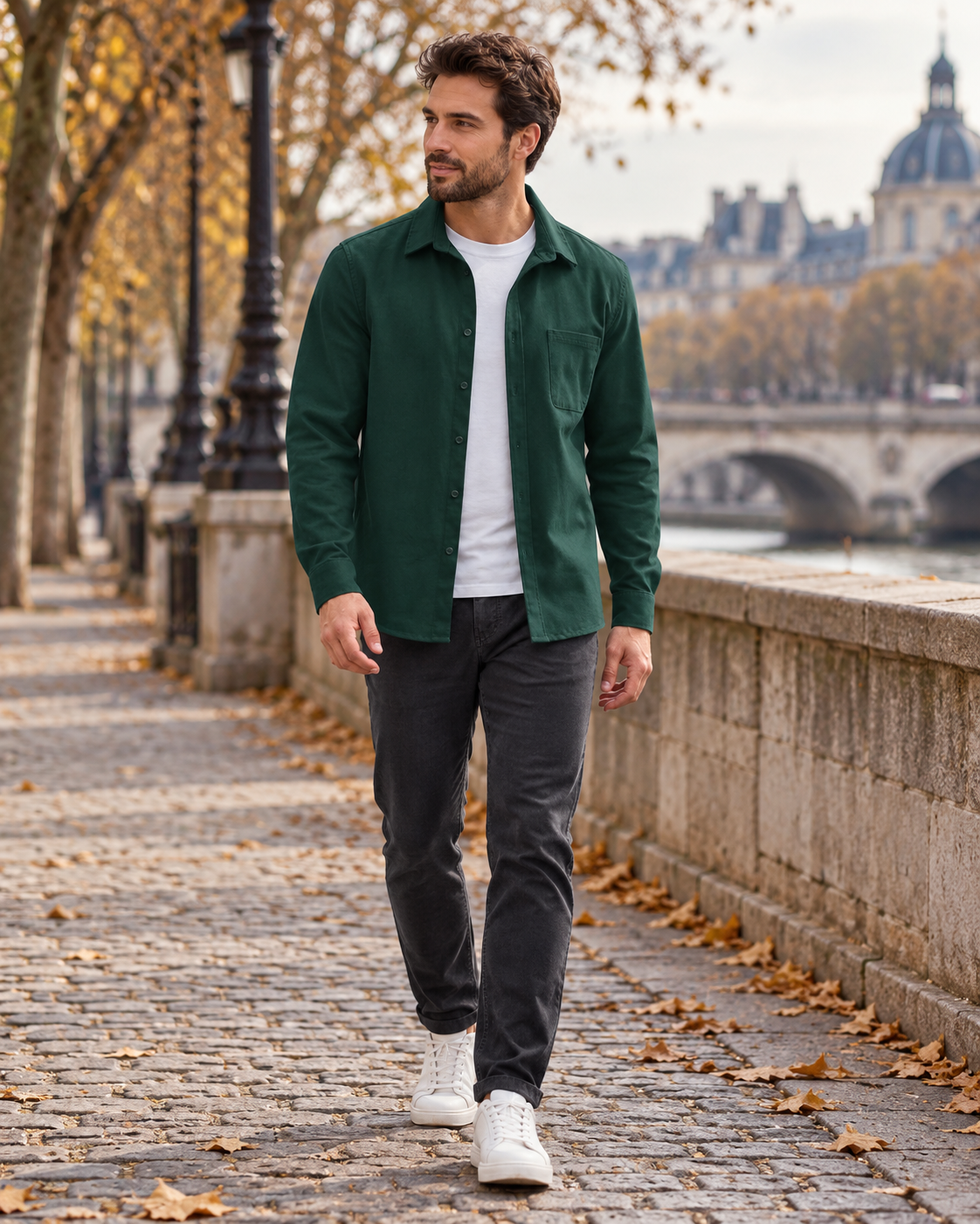 Orlando Chemise-veste homme à boutons, tissu léger résistant aux plis et au rétrécissement
