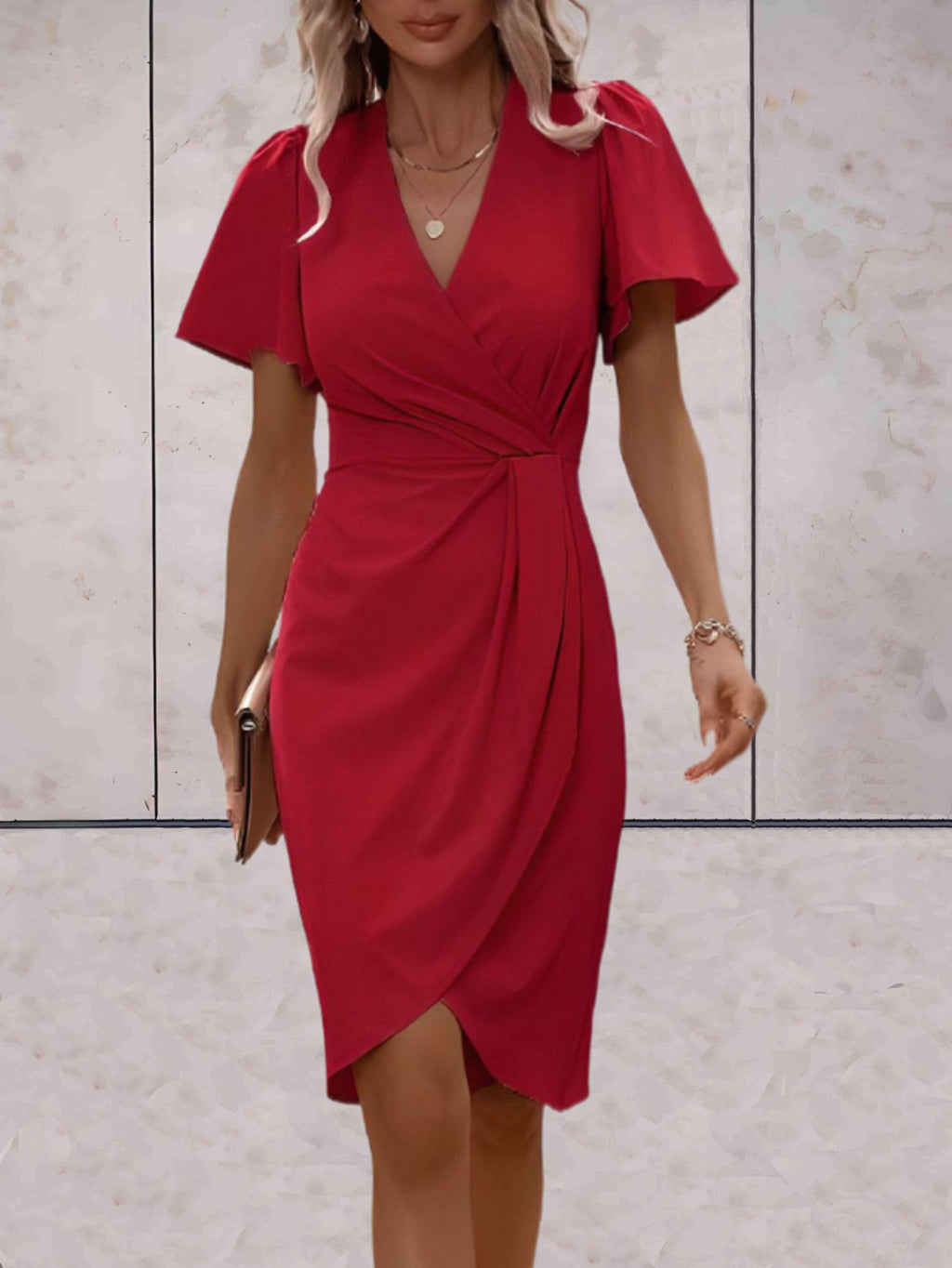 Evadne Robe Portefeuille Femme – Robe Croisée Élégante avec Col en V et Coupe Ajustable
