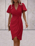Evadne Robe Portefeuille Femme – Robe Croisée Élégante avec Col en V et Coupe Ajustable