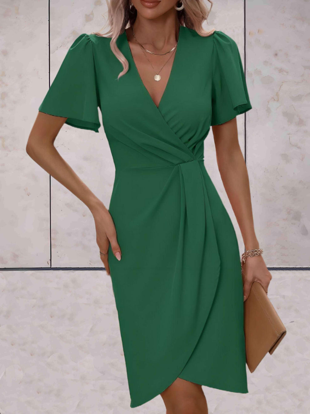 Evadne Robe Portefeuille Femme – Robe Croisée Élégante avec Col en V et Coupe Ajustable