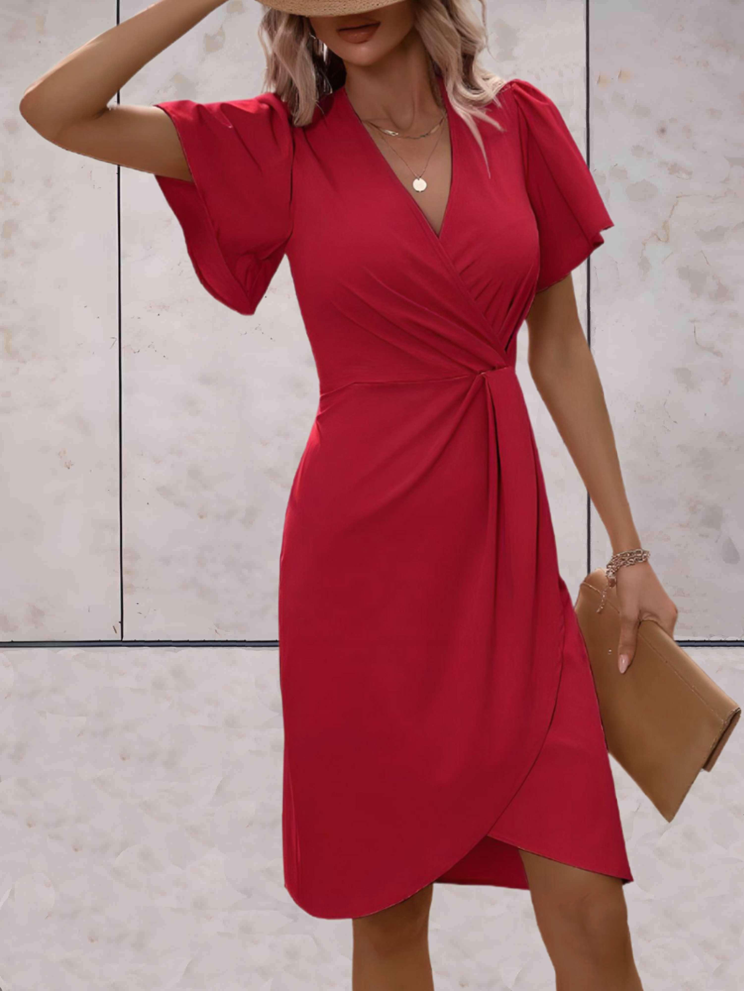 Evadne Robe Portefeuille Femme – Robe Croisée Élégante avec Col en V et Coupe Ajustable