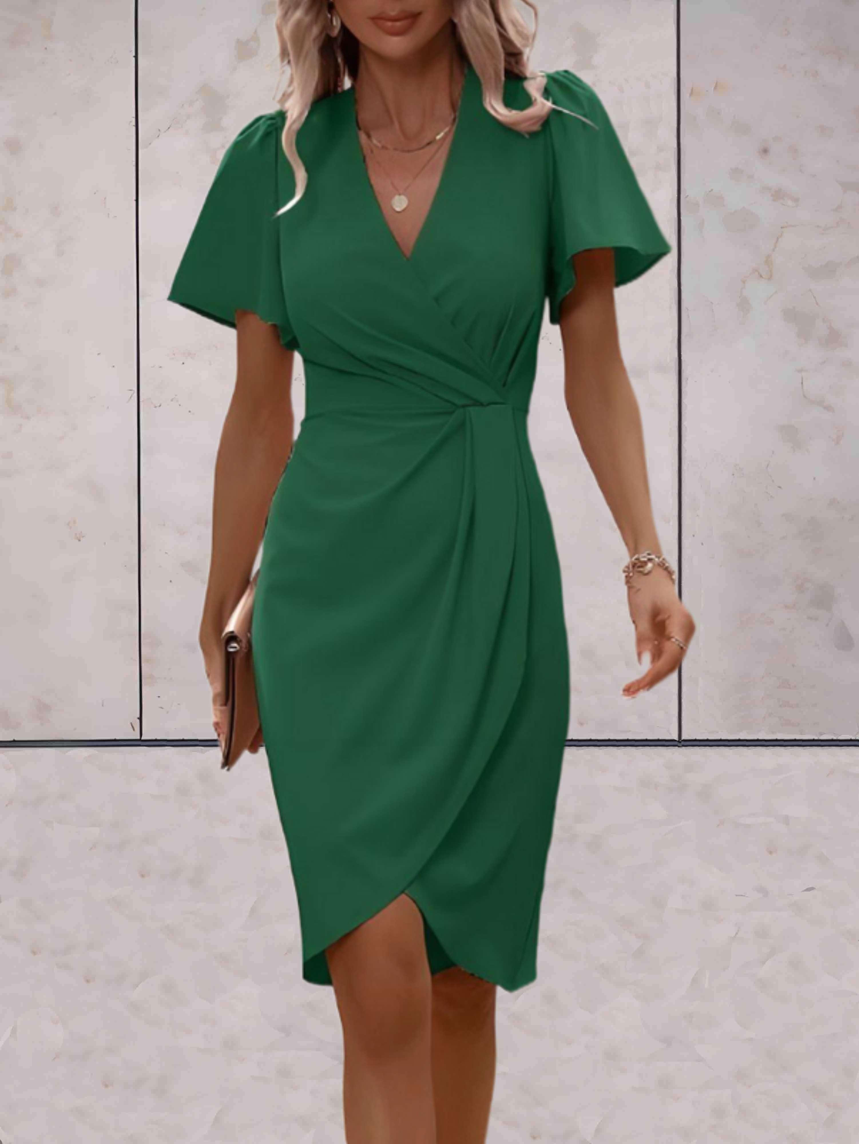 Evadne Robe Portefeuille Femme – Robe Croisée Élégante avec Col en V et Coupe Ajustable