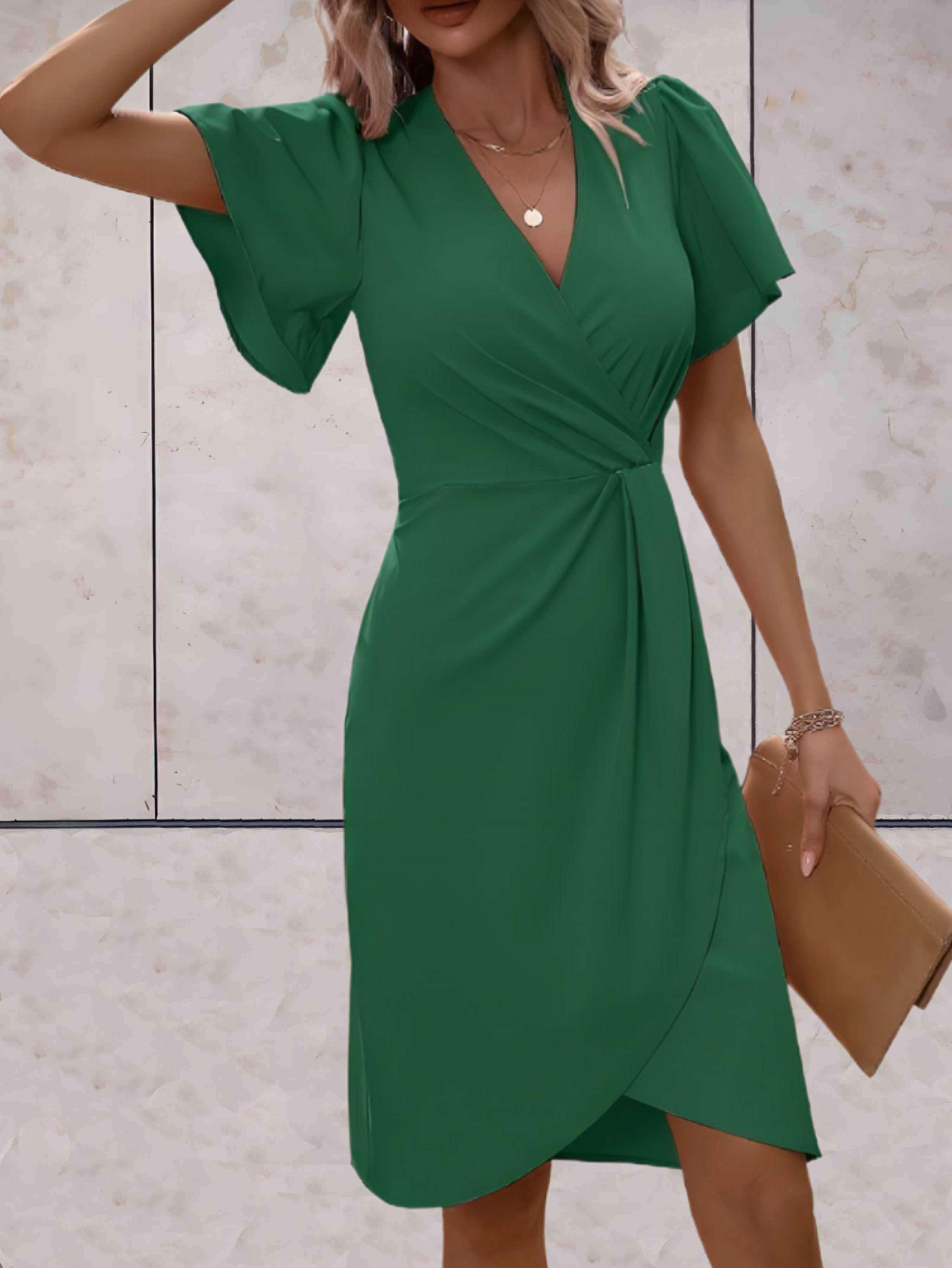 Evadne Robe Portefeuille Femme – Robe Croisée Élégante avec Col en V et Coupe Ajustable