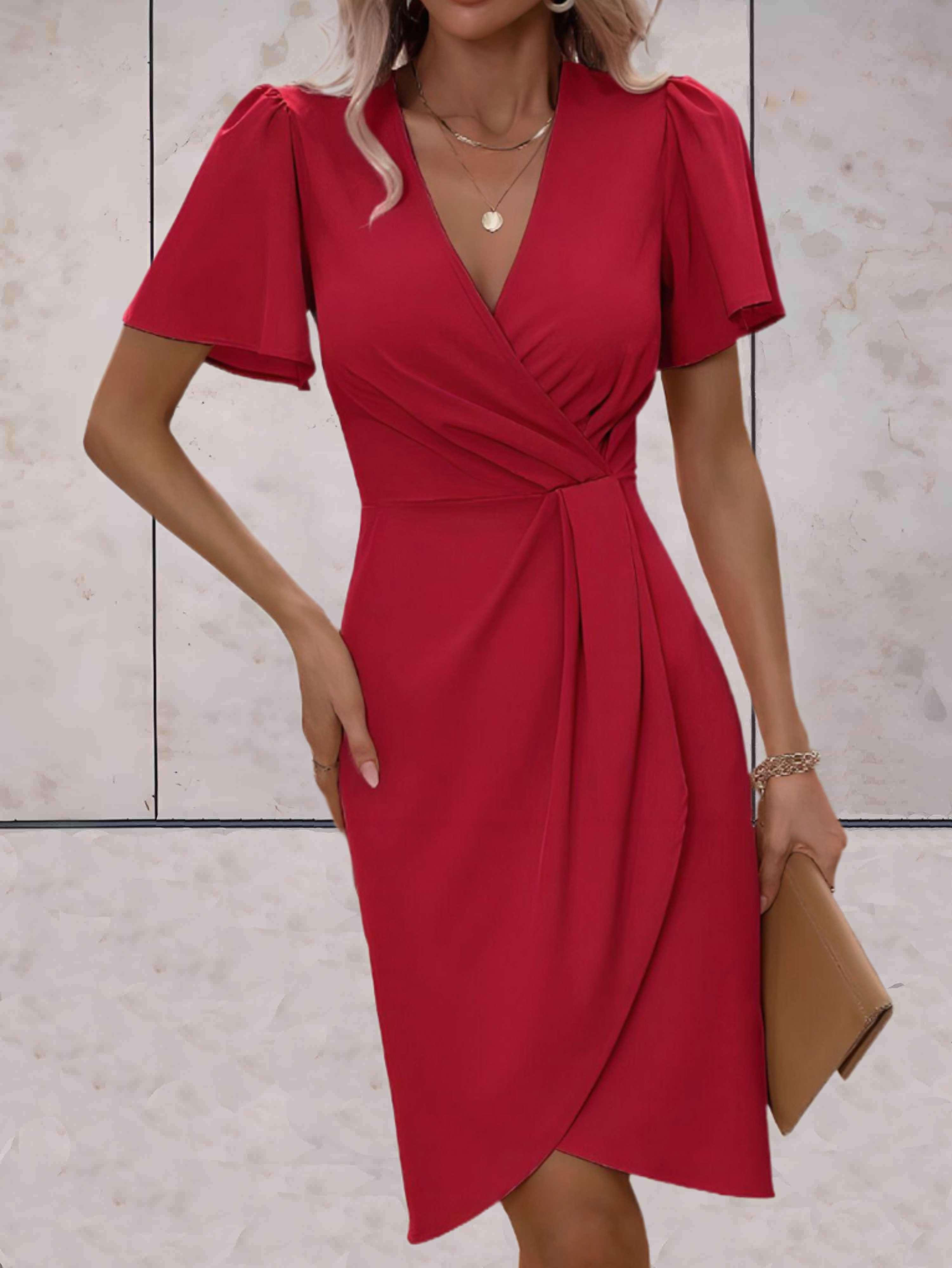 Evadne Robe Portefeuille Femme – Robe Croisée Élégante avec Col en V et Coupe Ajustable