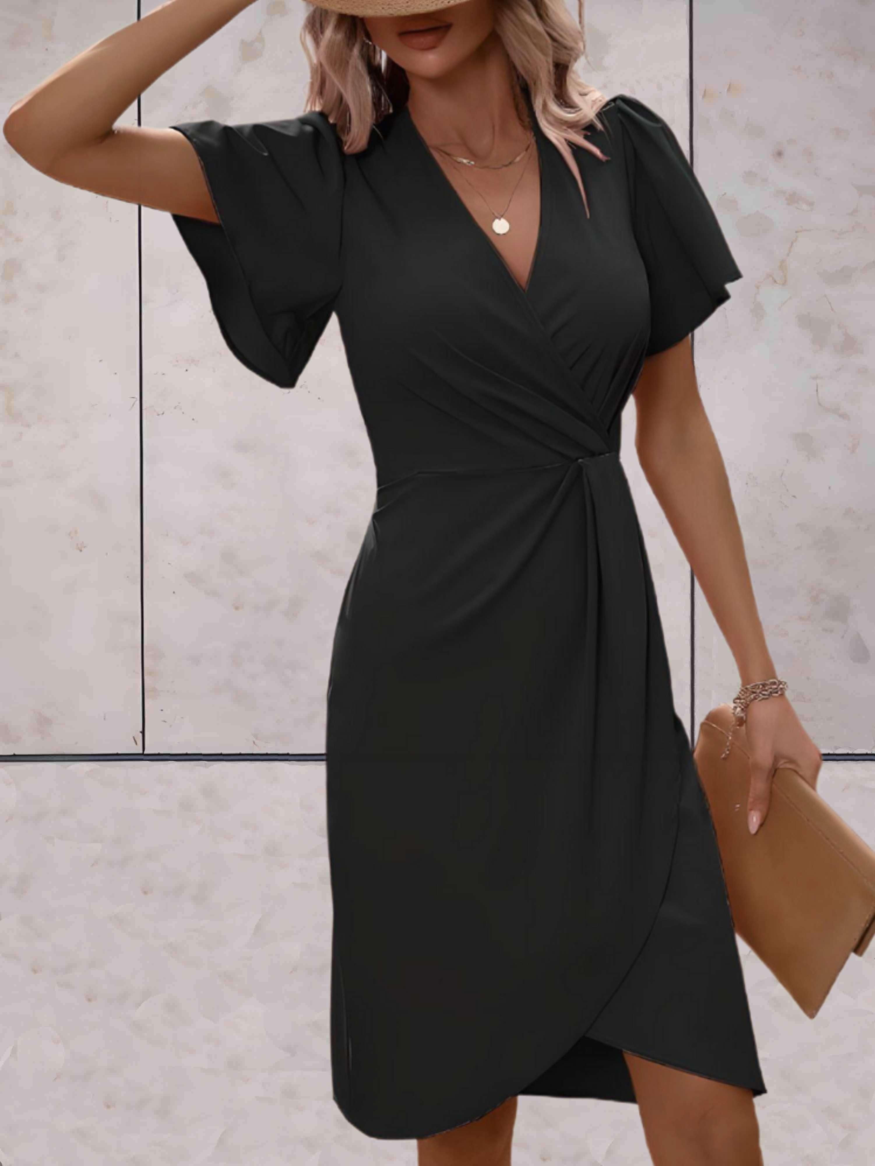 Evadne Robe Portefeuille Femme – Robe Croisée Élégante avec Col en V et Coupe Ajustable