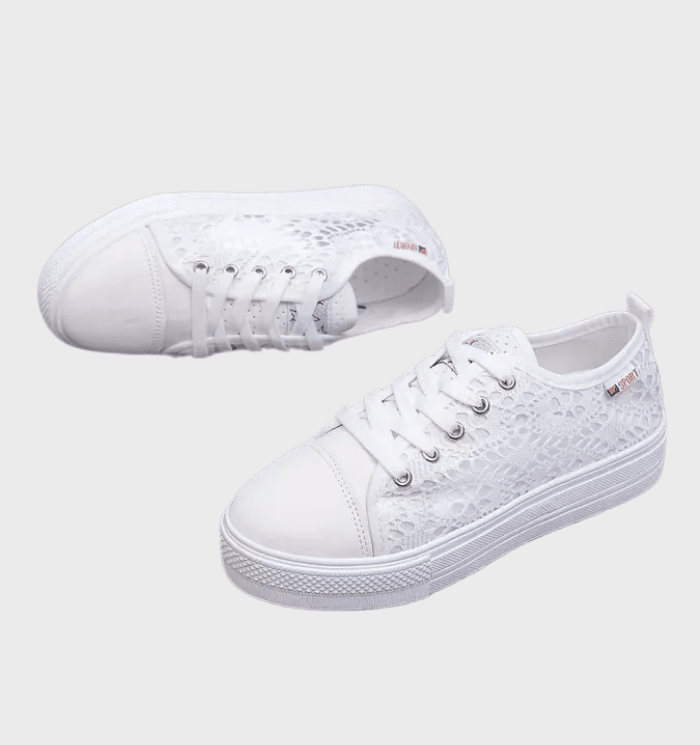 Noémie Baskets Femme – Sneakers Blanches à Lacets, Respirantes & Semelle Antidérapante