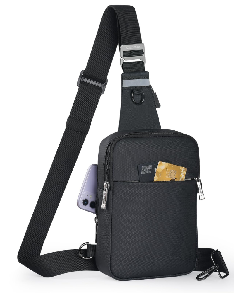 Maddox Sac Bandoulière Homme – Sac Poitrine Multipoches en Nylon Bandoulière Réversible