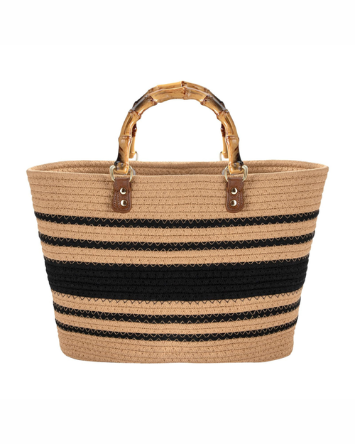 Avery Borsa a Mano Donna – Grande Borsa Intrecciata in Cotone con Manici in Bambù Grande Capacità