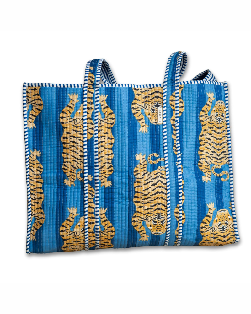 Borsa Cabas Blythe Donna – Grande Tote Bag Stampato Tigre in Cotone con Tasca Interna