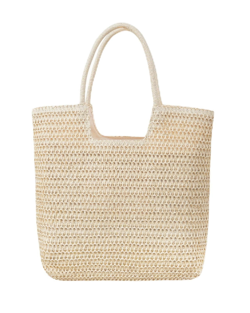 Bolso tote Abigail para mujer – Gran bolso de paja trenzada cierre cremallera bandolera