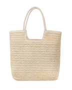Bolso tote Abigail para mujer – Gran bolso de paja trenzada cierre cremallera bandolera
