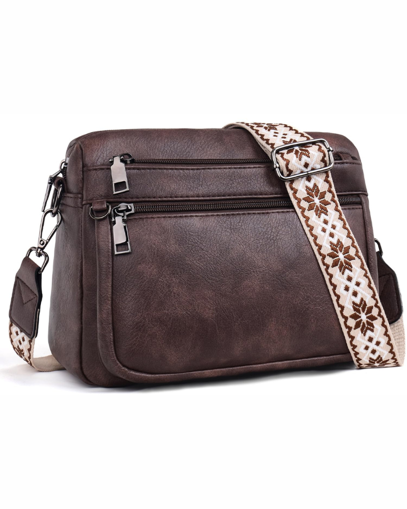 Harper Sac Bandoulière Femme – Sac en Cuir Végan Multipoches Bandoulière Large Amovible