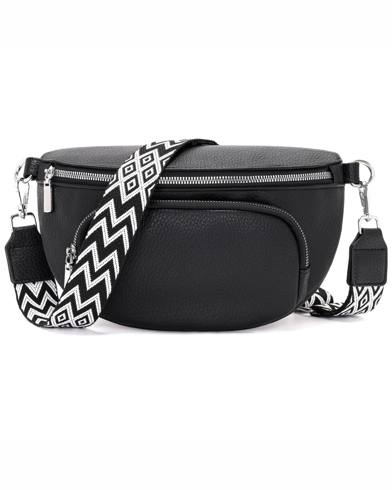Bryn Sac Bandoulière Femme – Sac Banane en Cuir Végan Multipoches Bandoulière Réglable