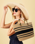 Avery Borsa a Mano Donna – Grande Borsa Intrecciata in Cotone con Manici in Bambù Grande Capacità