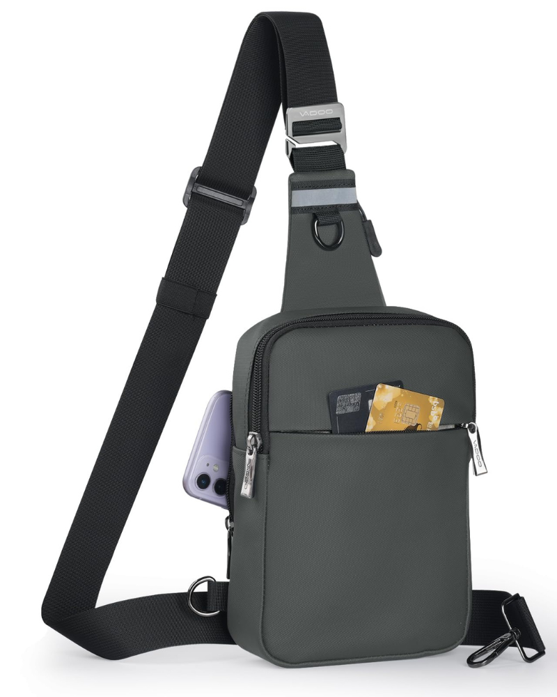 Maddox Sac Bandoulière Homme – Sac Poitrine Multipoches en Nylon Bandoulière Réversible