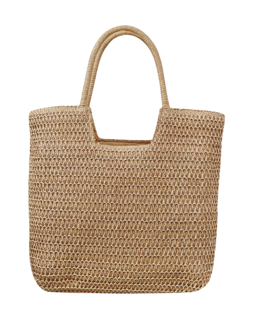 Abigail Sac Cabas Femme – Grand Sac en Paille Tressée Fermeture Zippée Bandoulière