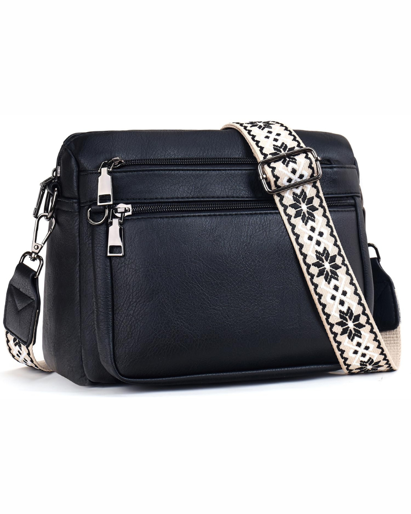 Harper Sac Bandoulière Femme – Sac en Cuir Végan Multipoches Bandoulière Large Amovible