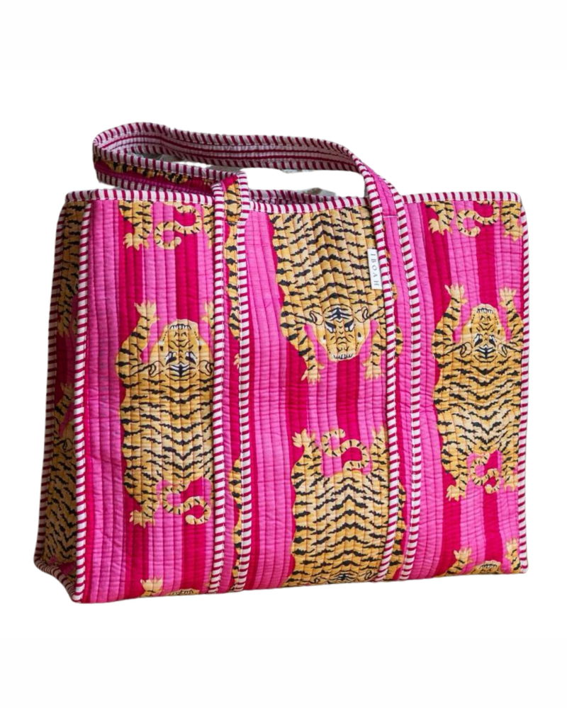 Borsa Cabas Blythe Donna – Grande Tote Bag Stampato Tigre in Cotone con Tasca Interna
