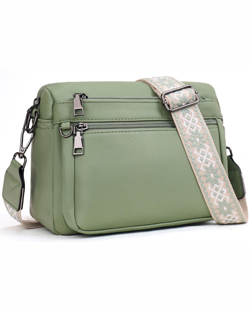 Harper Sac Bandoulière Femme – Sac en Cuir Végan Multipoches Bandoulière Large Amovible