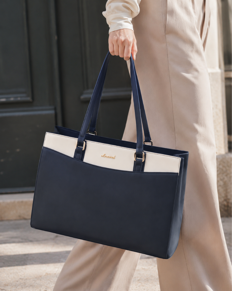 Emerson Sac Cabas Femme – Grand Sac de Travail en Cuir PU Compartiment Ordinateur