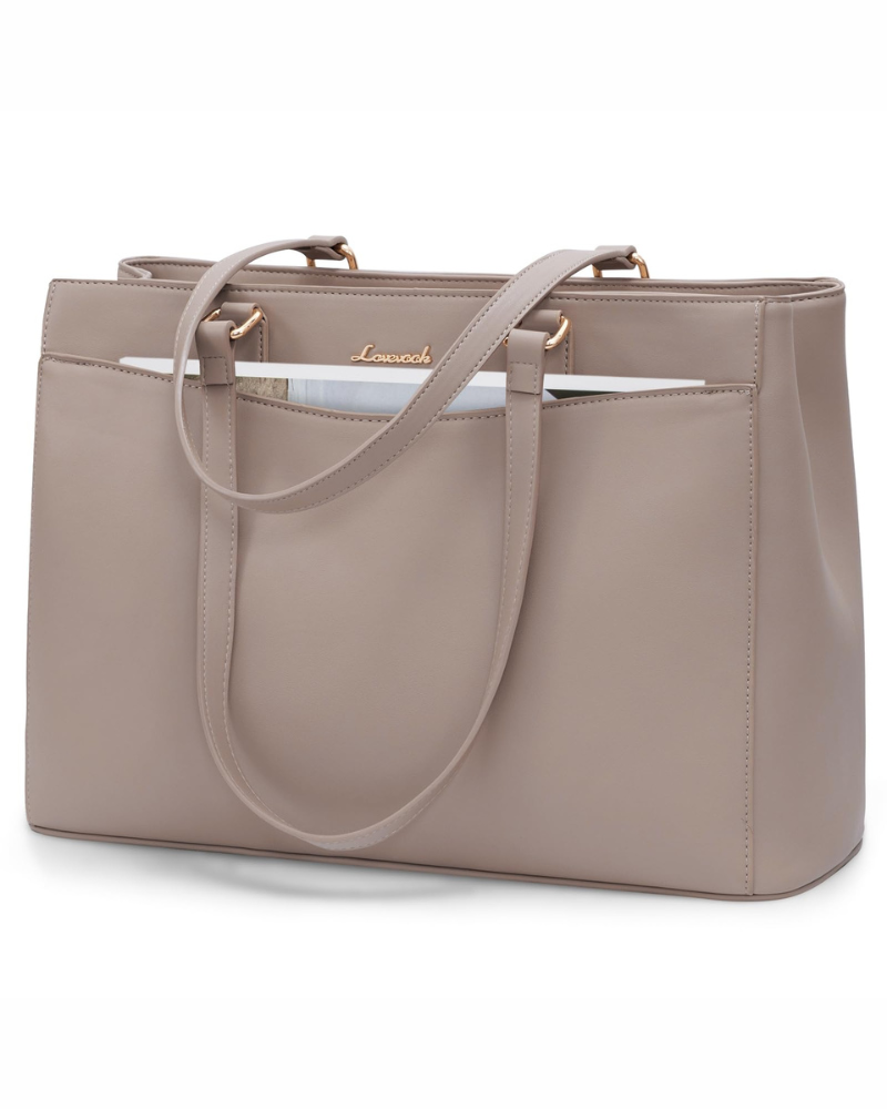 Emerson Sac Cabas Femme – Grand Sac de Travail en Cuir PU Compartiment Ordinateur