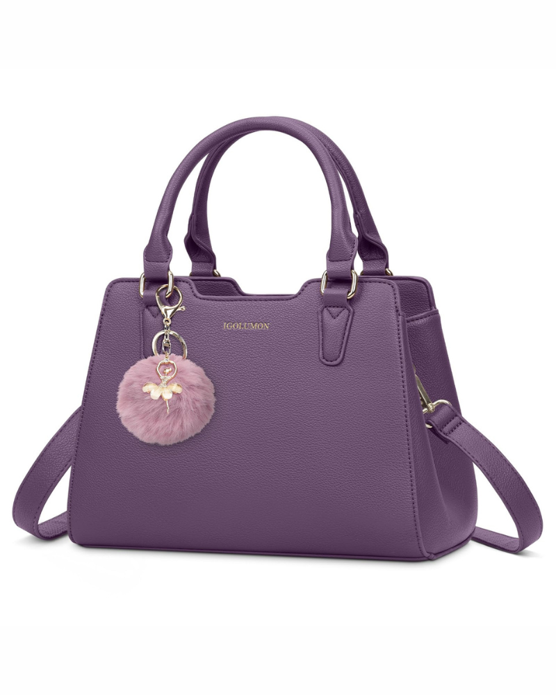 Camille Sac à Main Femme – Sac en Cuir PU Multipoches Bandoulière Réglable avec Pampille