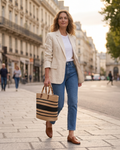 Avery Borsa a Mano Donna – Grande Borsa Intrecciata in Cotone con Manici in Bambù Grande Capacità