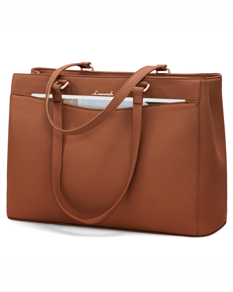 Emerson Sac Cabas Femme – Grand Sac de Travail en Cuir PU Compartiment Ordinateur